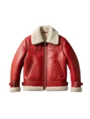 Aviator Shearling Red Leather Jacket
