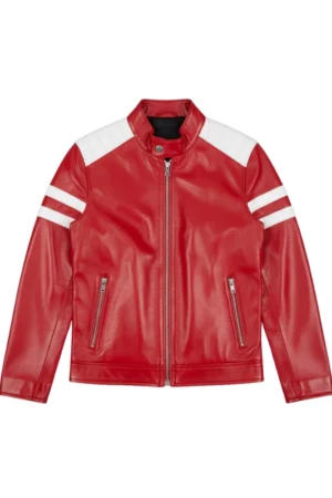Classic Red Leather Motorcycle Jacket