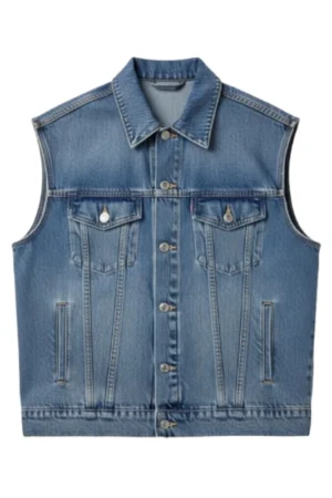 Men Blue Denim Vest