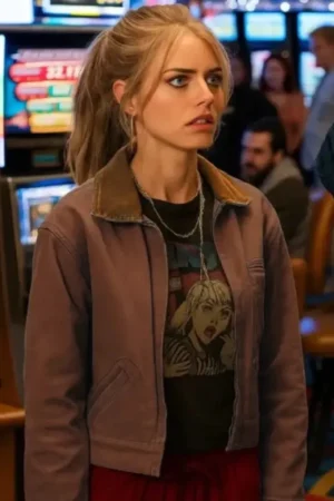 Samara Weaving Eenie Meanie Brown Jacketss