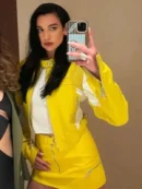Spongebob Dua Lipa Yellow Leather Jacket