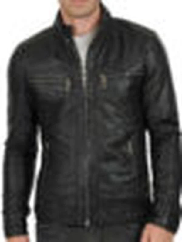 Vintage Biker Cafe Racer Black Rider Leather Jacket 1