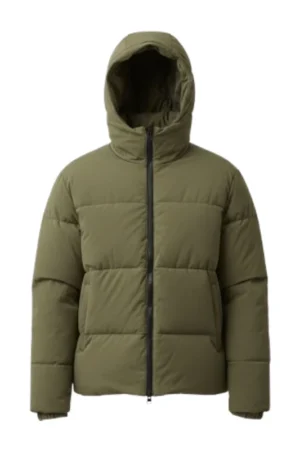 Men Olive Green Hooded Puffer Jacket