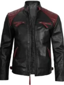 Men Quilted Cafe Racer Leather Jacket