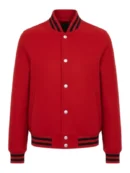 Men Red Wool Varsity Jacket