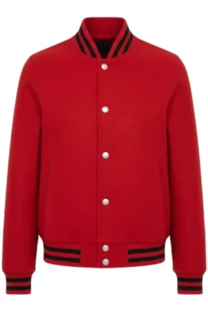 Men Red Wool Varsity Jacket