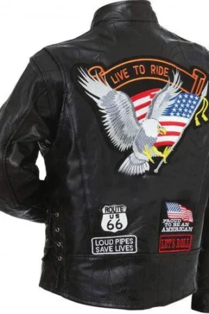 Mens-American-Eagle-Logo-Biker-Black-Leather-Jacket