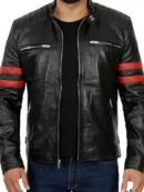 Mens Cafe Racer Black Leather Jacket