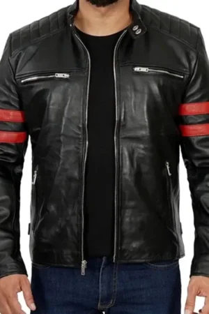 Mens Cafe Racer Black Leather Jacket