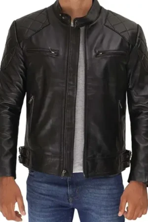 Retro Black Quilted Leather Jacket
