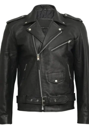 Brando Mens Genuine Leather Biker Jacket Cowhide
