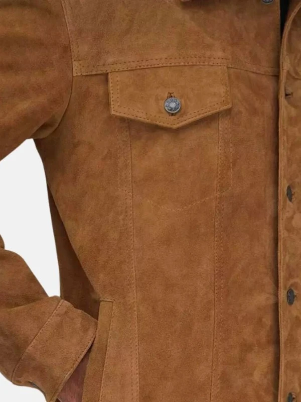 Camel Brown Suede Men Jacket