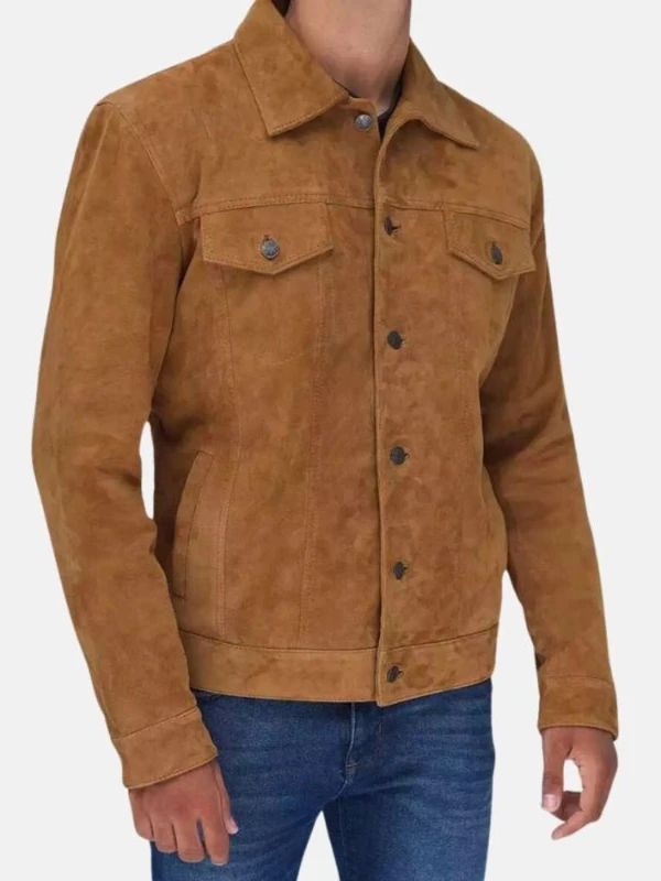 Camel Brown Suede Shirt Jacket