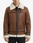 Men Authentic WWII Style Shearling Flight Leather Jacket
