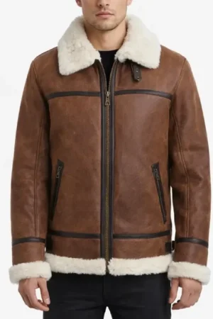 Men Authentic WWII Style Shearling Flight Leather Jacket