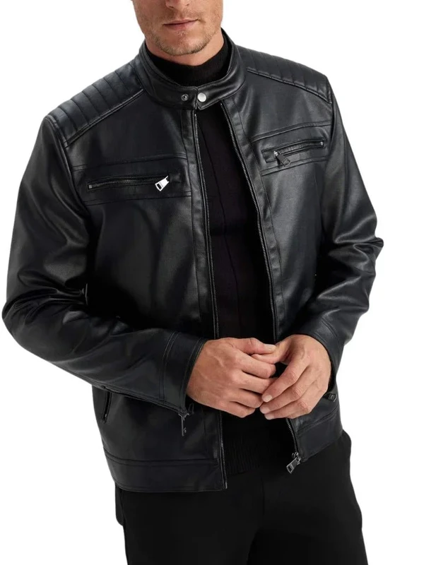 Men's Black Quilted Biker Real Leather Jacket