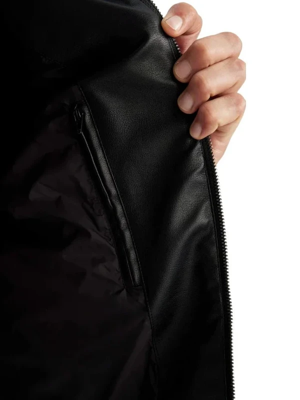 Men's Quilted Leather Black Jacket