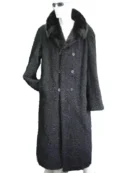 Mens Astrakhan Persian Lamb Fur Double Breasted Coat