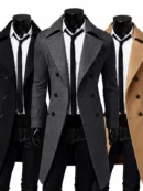 Mens Double Breasted Casual Slim Fit Trench Coat