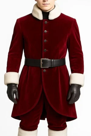 Mens Santa Claus Maroon Velvet Coat