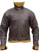 Mens Vintage Brown B3 Flying Sheepskin Aviator Bomber Leather Jacket jpg