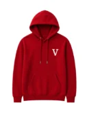 Women’s Red Pullover Hoodie with White V Logo