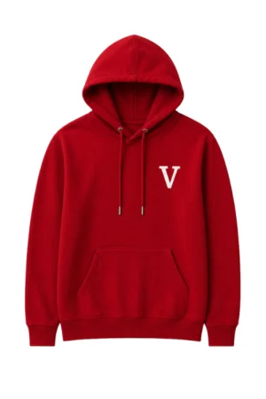 Women’s Red Pullover Hoodie with White V Logo