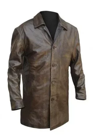 distressed mens brown leather blazer jacket jpg