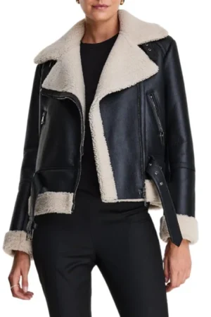 shearling black womens jacket