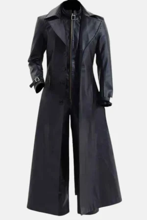 Albert Evil 5 Black Leather Trench Coat Mens