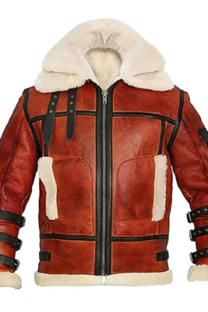 Aviator Sheepskin RAF Mens B6 Waxed Bomber Leather Jacket