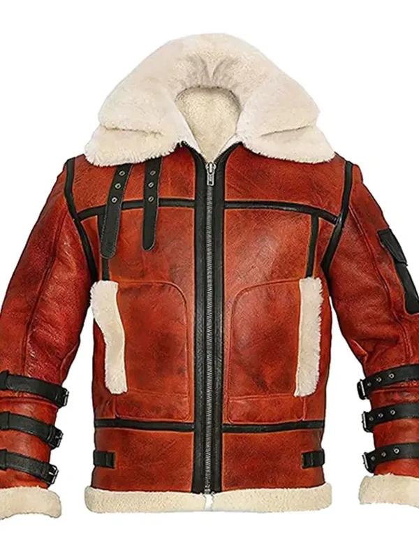Aviator Sheepskin RAF Mens B6 Waxed Bomber Leather Jacket