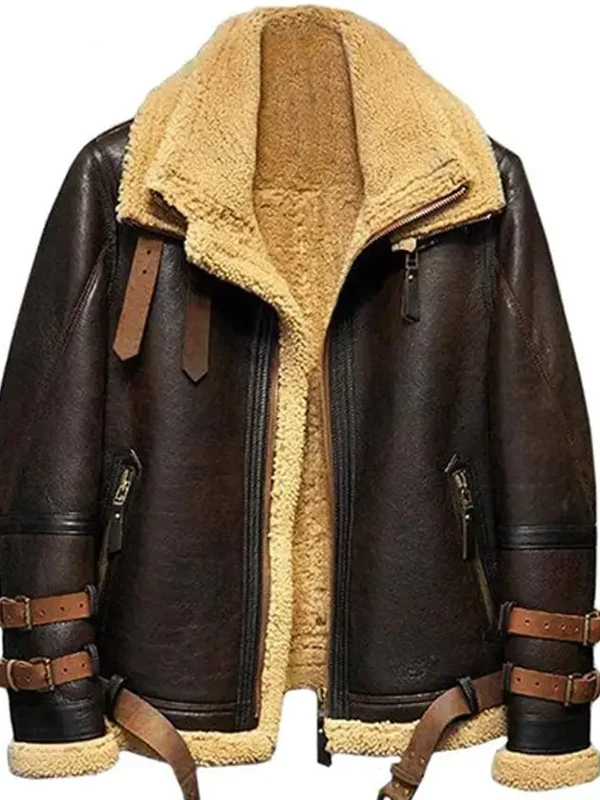 B3 Flight Sheepskin Aviator Fur Leather Jacket