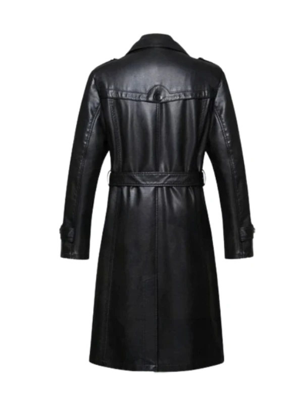 Long Leather Trench Coat For Mens