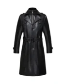 Men Long Leather Trench Coat