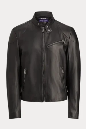 Mens Black Leather Biker Jacket