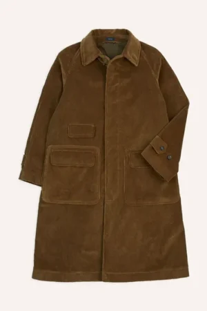 Mens Brown Corduroy Raglan Coat