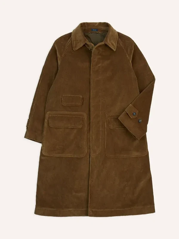 Mens Brown Corduroy Raglan Coat