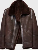 Mens Brown Distressed B3 Shearling Leather Jacket