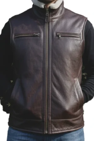 Mens Brown Leather Vest