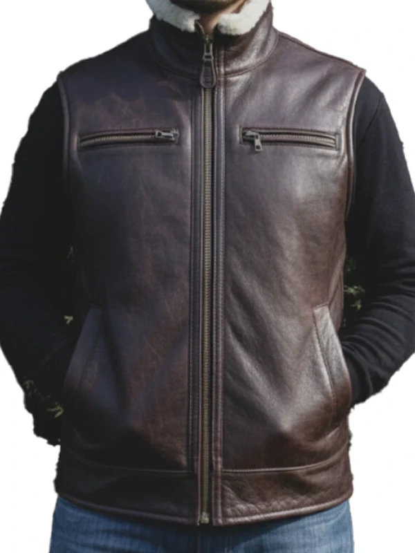 Mens Brown Leather Vest