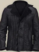 Mens Carlos Shearling Black Leather Jacket