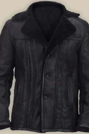 Mens Carlos Shearling Black Leather Jacket