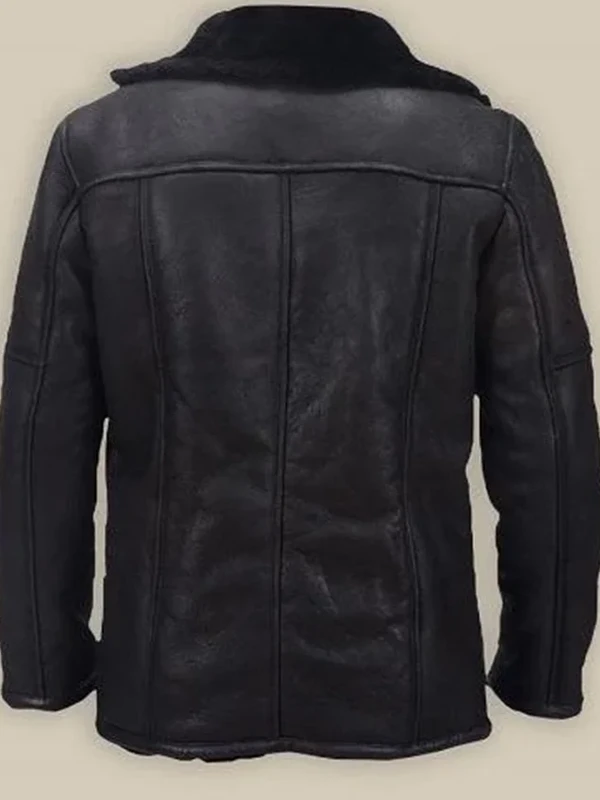 Mens Carlos Shearling Black Leather Jacket For Sale