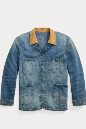 Mens Corduroy Collar Denim Jacket