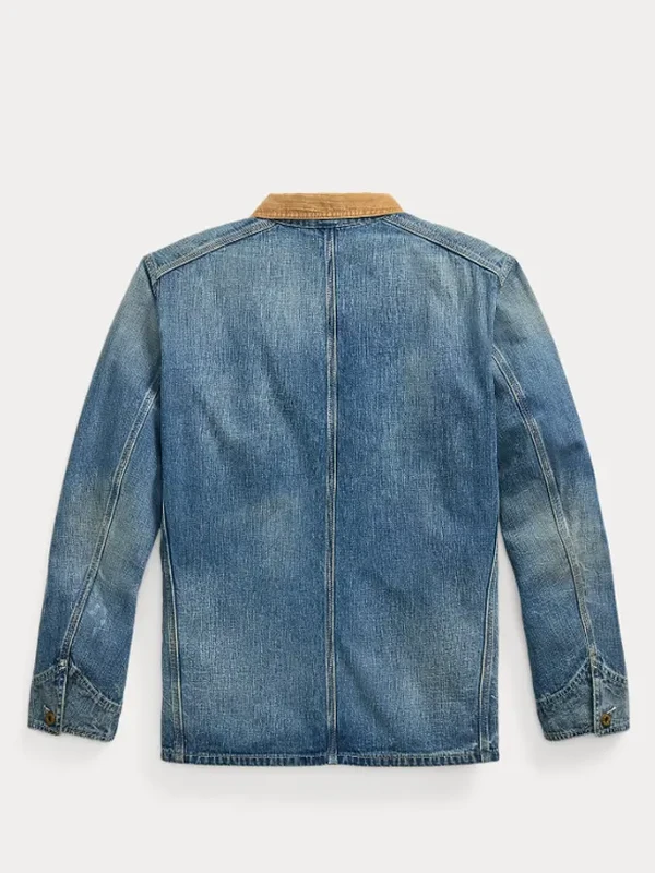 Mens Corduroy Collar Denim Jacket For Sale