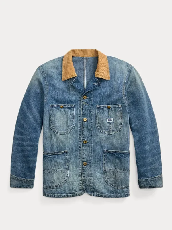 Mens Corduroy Collar Denim Jacket