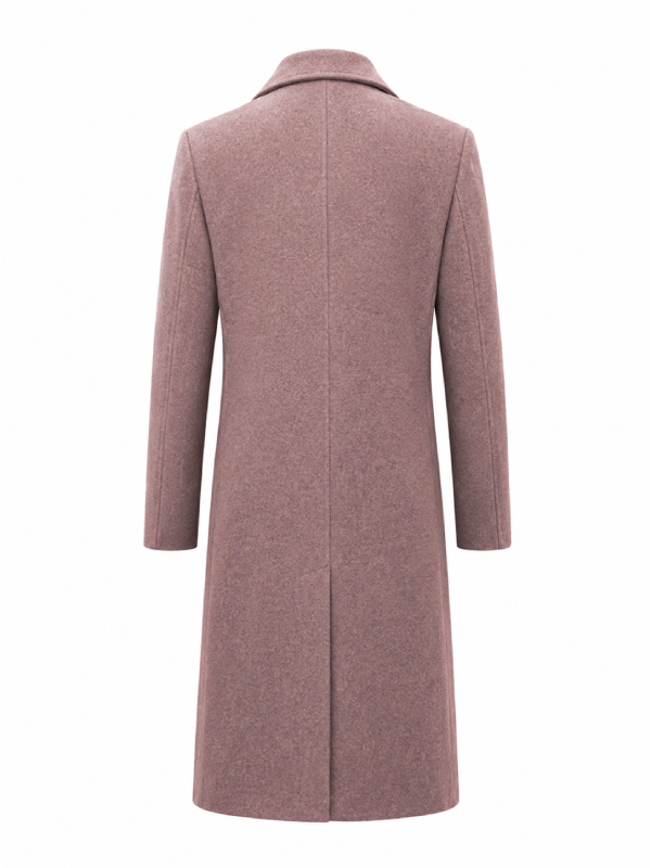 Mens Long Wool Trench Coat Pink