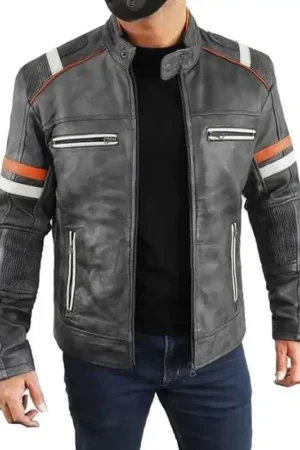 Mens Retro Cafe Racer Biker Jacket