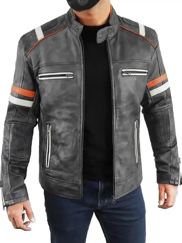 Mens Retro Cafe Racer Biker Jacket